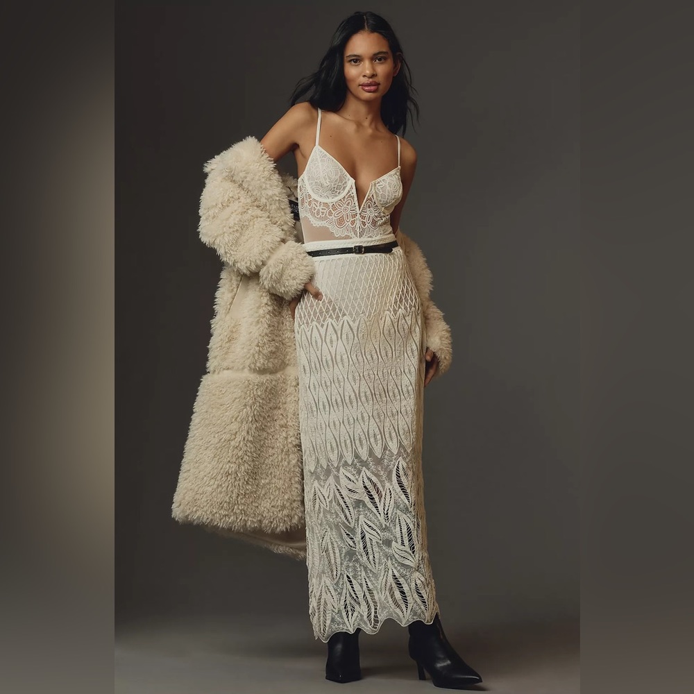 NWT By Anthropologie Woven Column Sheer Maxi Skirt